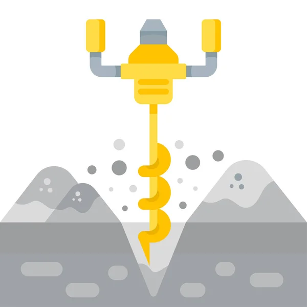 フラット スタイルのオーガーのベクトル図です 白い背景に電気黄色ツール — ストックベクタ
