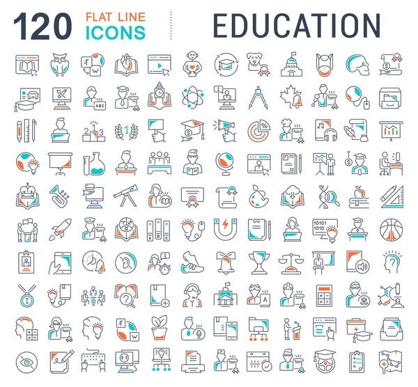 Conjunto Iconos Línea Vectorial Educación Para Conceptos Modernos Web Aplicaciones — Vector de stock