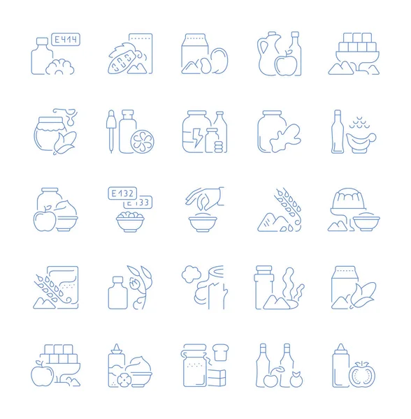 Ensemble Icônes Vectorielles Signes Symboles Additifs Alimentaires Pour Les Concepts — Image vectorielle