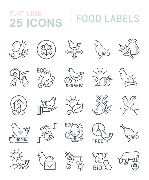 Set Vector Line Icons Food Labels Modern Concepts Web Apps — Stock Vector