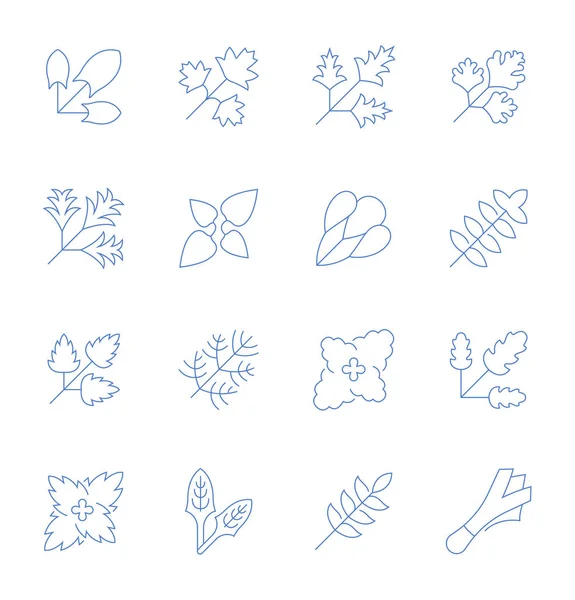 Conjunto Iconos Línea Vectorial Signo Símbolos Con Elementos Planos Vegetación — Vector de stock