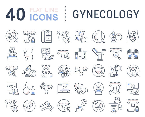 Set of vector line icons of gynecology for modern concepts, web and apps.