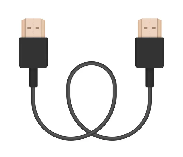 Illustration Vectorielle Réaliste Câble Hdmi Connecteur Fiche Pour Connecter Recharger — Image vectorielle