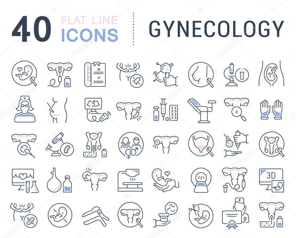 Set of vector line icons of gynecology for modern concepts, web and apps.