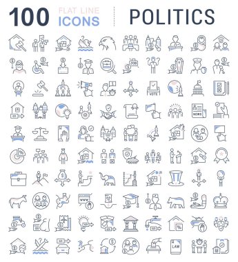 Modern kavramları, web ve apps için siyasetin vektör hat simgeler kümesi.