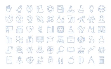 Vektör hat simgeler, işaret ve sembolleri düz tasarım bilim elemanları telefon kavramları ve web apps ile ayarlayın. Koleksiyon modern Infographic logo ve piktogram.