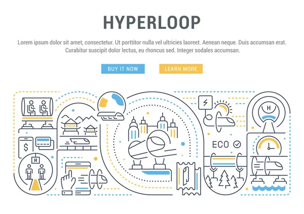 Bandeira Linha Hiperloop Ilustração Vetorial Conceito Linear Vactrain — Vetor de Stock