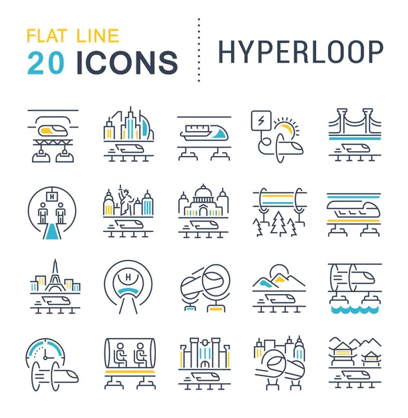 Σύνολο Ανυσματικά Εικονίδια Γραμμής Του Hyperloop Για Σύγχρονες Αντιλήψεις Web — Διανυσματικό Αρχείο