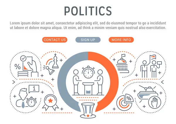 Doğrusal Afiş Politika Hükümet Işlevleri Vektör Illustration Seçim Tartışma Toplantı — Stok Vektör