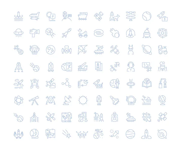 Conjunto Iconos Línea Vectorial Signo Símbolos Espacio Para Conceptos Modernos — Vector de stock