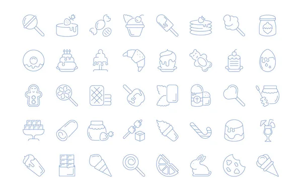 Conjunto Iconos Línea Vectorial Signo Símbolos Dulces Para Conceptos Modernos — Archivo Imágenes Vectoriales