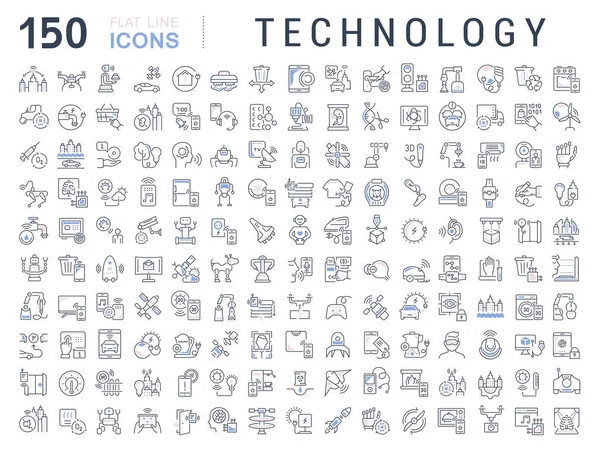 Conjunto Iconos Línea Vectorial Tecnología Para Conceptos Modernos Web Aplicaciones — Archivo Imágenes Vectoriales
