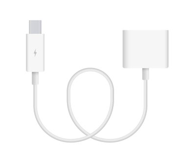 Thunderbolt gerçekçi vektör çizim çok bağlantı noktalı bağdaştırıcı kablosu kullanın. Bağlayıcı veya bağlanması ve şarj telefonları, mobil cihazlar, bilgisayar, tv, tablet ve oyun konsolları için fiş.