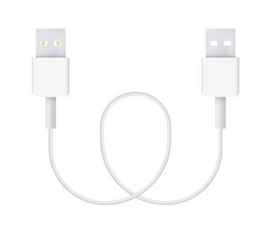 Usb kablo gerçekçi vektör Illustration. Bağlayıcı veya bağlanması ve şarj telefonları, mobil cihazlar, bilgisayar, tv, tablet ve oyun konsolları için fiş.