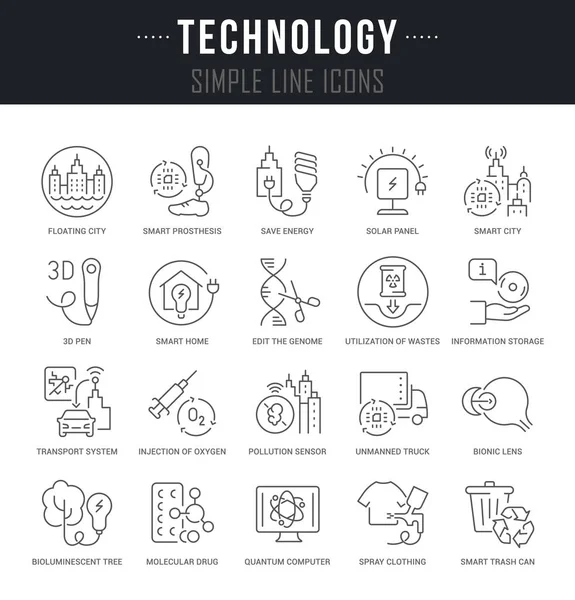 Conjunto Iconos Lineales Tecnología Con Nombres — Archivo Imágenes Vectoriales