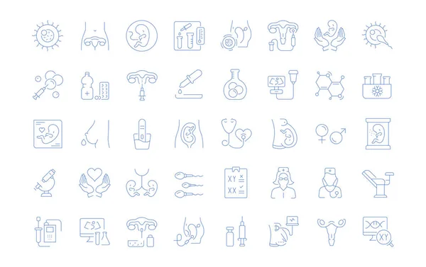 Conjunto Iconos Línea Vectorial Signo Símbolos Bebé Probeta Para Conceptos — Archivo Imágenes Vectoriales