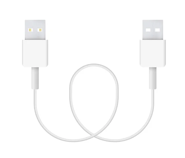 Ilustración Vectorial Realista Del Cable Usb Conector Enchufe Para Conectar — Vector de stock