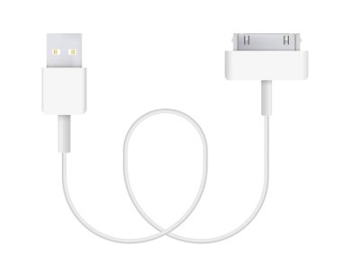 30 pin Usb kablosu için gerçekçi vektör Illustration. Bağlayıcı veya bağlanması ve şarj telefonları, mobil cihazlar, bilgisayar, tv, tablet ve oyun konsolları için fiş.