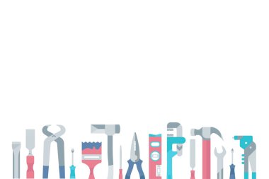 Düz illüstrasyon inşaat ve tesisat işleri için Araçlar.