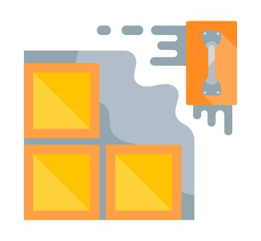 İnşaat çalışmalarının ana başlık. Fayans döşeme, vektör çizim.