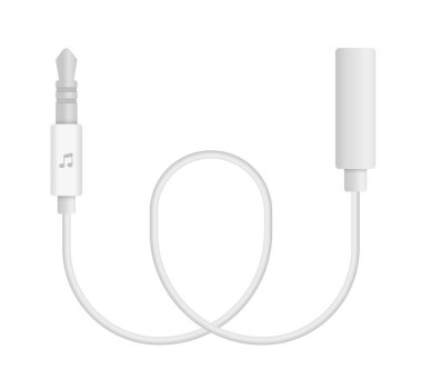 3,5 Jack kablo gerçekçi vektör Illustration. Bağlayıcı veya bağlanması ve şarj telefonları, mobil cihazlar, bilgisayar, tv, tablet ve oyun konsolları için fiş.