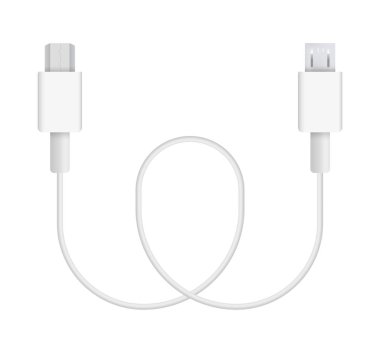 Mikro Usb kablosunu gerçekçi vektör Illustration. Bağlayıcı veya bağlanması ve şarj telefonları, mobil cihazlar, bilgisayar, tv, tablet ve oyun konsolları için fiş.