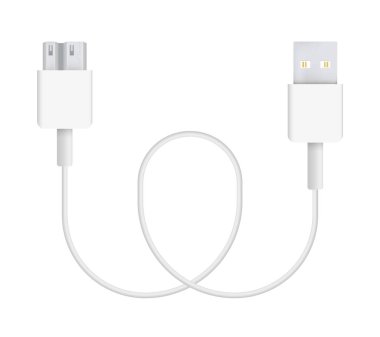 Mikro usb 3.0 b tipi kablo gerçekçi vektör Illustration. Bağlayıcı veya bağlanması ve şarj telefonları, mobil cihazlar, bilgisayar, tv, tablet ve oyun konsolları için fiş.