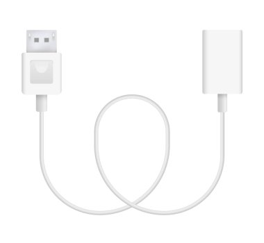 Ekran bağlantı noktası bağdaştırıcısı için gerçekçi vektör Illustration. Bağlayıcı veya bağlanması ve şarj telefonları, mobil cihazlar, bilgisayar, tv, tablet ve oyun konsolları için fiş.