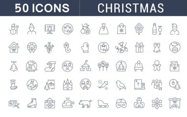 Noel modern kavramları, web ve apps için vektör hat simgeler kümesi.