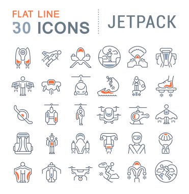 Set of vector line icons of jetpack for modern concepts, web and apps. clipart