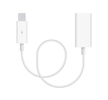 Thunderbolt gerçekçi vektör çizim çok bağlantı noktalı bağdaştırıcı kablosu kullanın. Bağlayıcı veya bağlanması ve şarj telefonları, mobil cihazlar, bilgisayar, tv, tablet ve oyun konsolları için fiş.