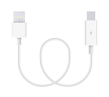 Usb gerçekçi vektör Illustration Thunderbolt 2 kablosu kullanın. Bağlayıcı veya bağlanması ve şarj telefonları, mobil cihazlar, bilgisayar, tv, tablet ve oyun konsolları için fiş.