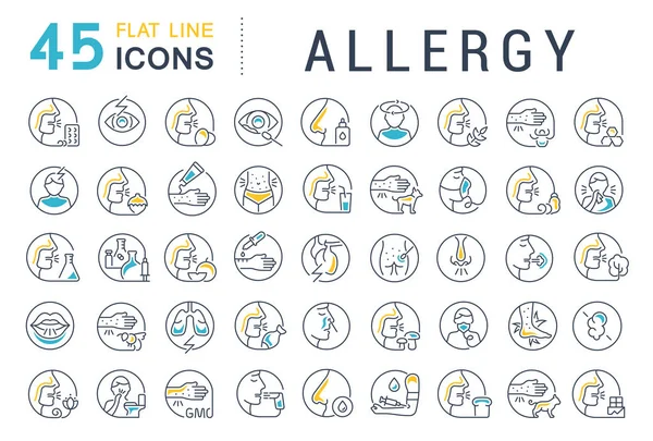 Uppsättning Vektorlinjerikoner För Allergi För Moderna Koncept Webb Och Appar — Stock vektor