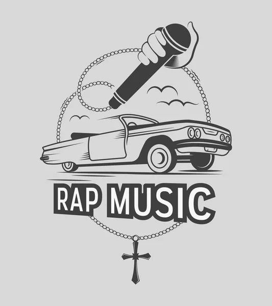 Ilustración Vectorial Etiqueta Signo Música Rap Insignia Símbolo Estilo Vintage — Vector de stock