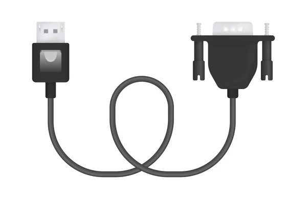 Ilustración Vectorial Realista Del Puerto Visualización Cable Vga Conector Enchufe — Archivo Imágenes Vectoriales