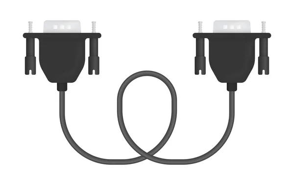 Illustration Vectorielle Réaliste Câble Vga Connecteur Fiche Pour Connecter Recharger — Image vectorielle