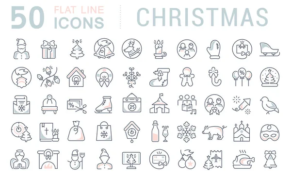 Conjunto Iconos Línea Vectorial Navidad Para Conceptos Modernos Web Aplicaciones — Vector de stock