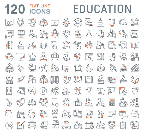 Conjunto Iconos Línea Vectorial Educación Para Conceptos Modernos Web Aplicaciones — Vector de stock