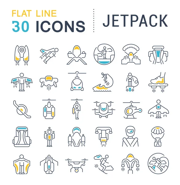 Set Icone Della Linea Vettoriale Jetpack Concetti Moderni Web App — Vettoriale Stock