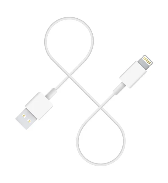 Realistisk Vektor Illustrationen Lightning Till Usb Kabel Kontakten Eller Plug — Stock vektor