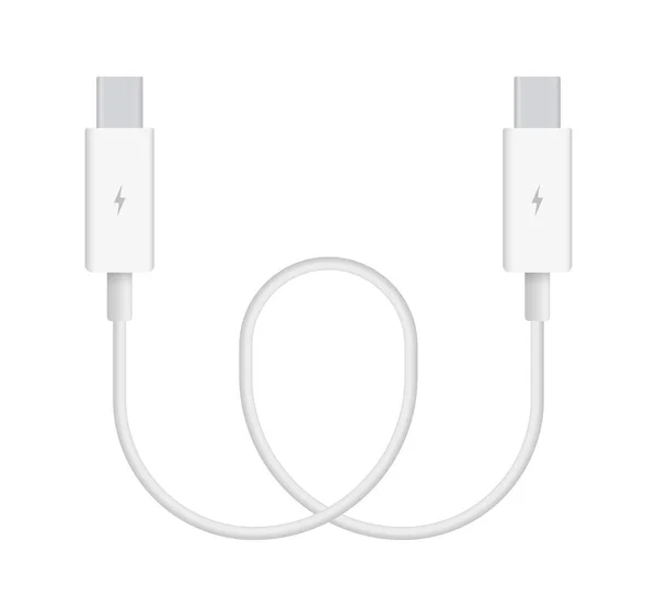 Ilustrasi Vektor Realistis Dari Kabel Thunderbolt Konektor Atau Plug Untuk - Stok Vektor