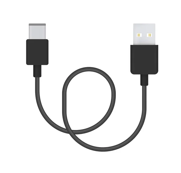 Ilustración Vectorial Realista Cable Conector Enchufe Para Conectar Cargar Teléfonos — Vector de stock