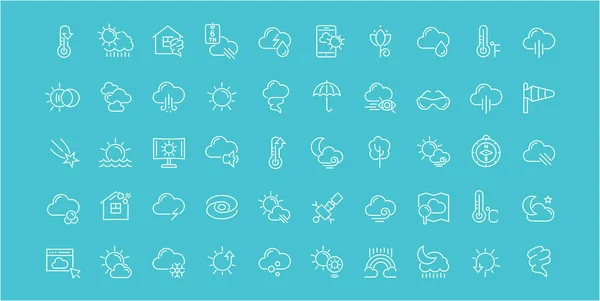 Collection Line White Icons Weather Set Vector Simple Elements Bold — Stock Vector