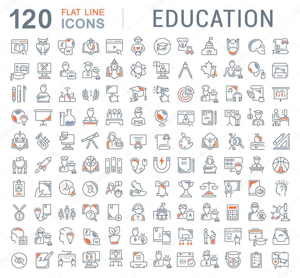 Set of vector line icons of education for modern concepts, web and apps.