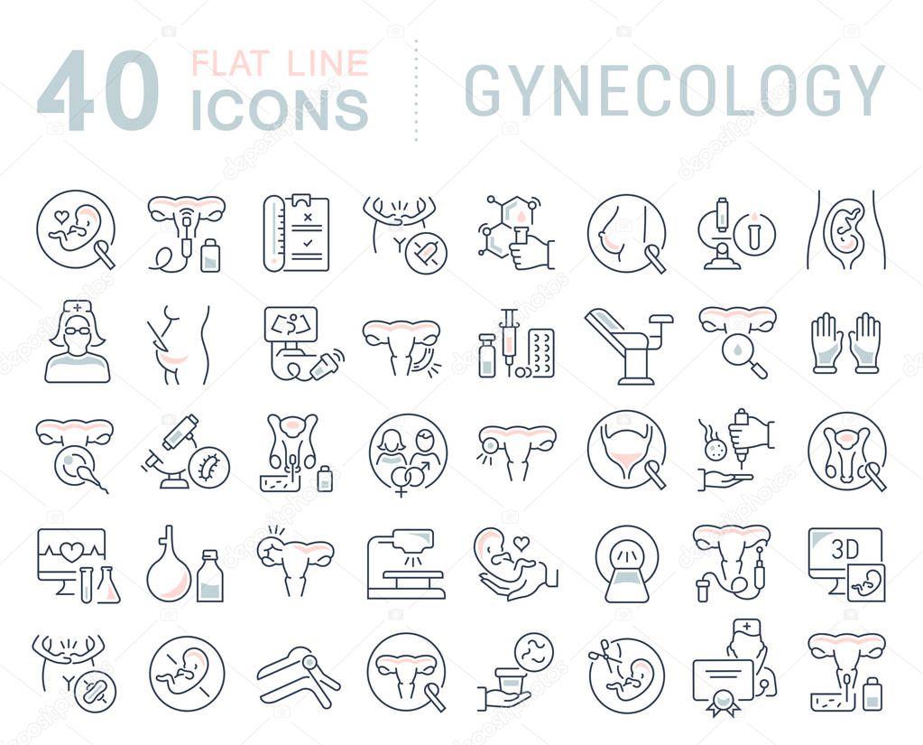 Set of vector line icons of gynecology for modern concepts, web and apps.