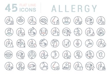 Set of vector line icons of allergy for modern concepts, web and apps. clipart