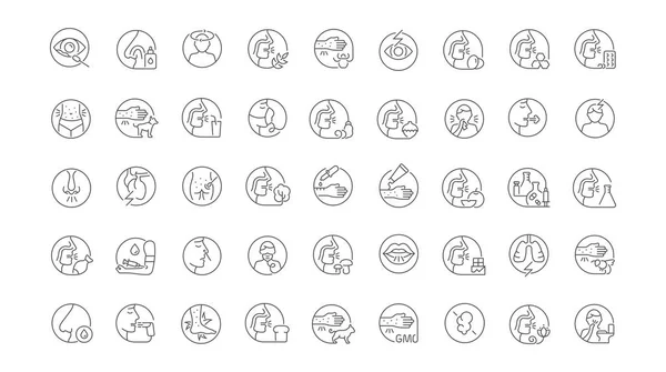 Set Vector Line Icons Allergy Modern Concepts Web Apps — Stock Vector