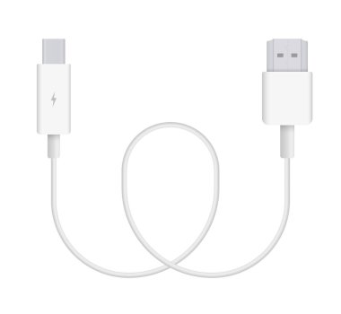 Thunderbolt 2.0 gerçekçi vektör Illustration HDMI kablosu kullanın. Bağlayıcı veya bağlanması ve şarj telefonları, mobil cihazlar, bilgisayar, tv, tablet ve oyun konsolları için fiş.