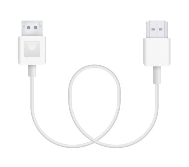 Ekran bağlantı noktası HDMI için gerçekçi vektör Illustration. Bağlayıcı veya bağlanması ve şarj telefonları, mobil cihazlar, bilgisayar, tv, tablet ve oyun konsolları için fiş.