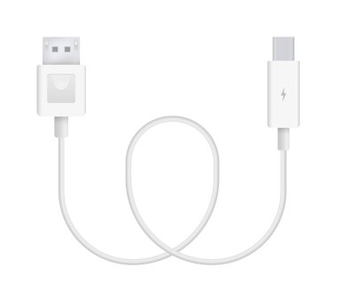 Ekran bağlantı noktası Thunderbolt 2.0 için gerçekçi vektör Illustration. Bağlayıcı veya bağlanması ve şarj telefonları, mobil cihazlar, bilgisayar, tv, tablet ve oyun konsolları için fiş.